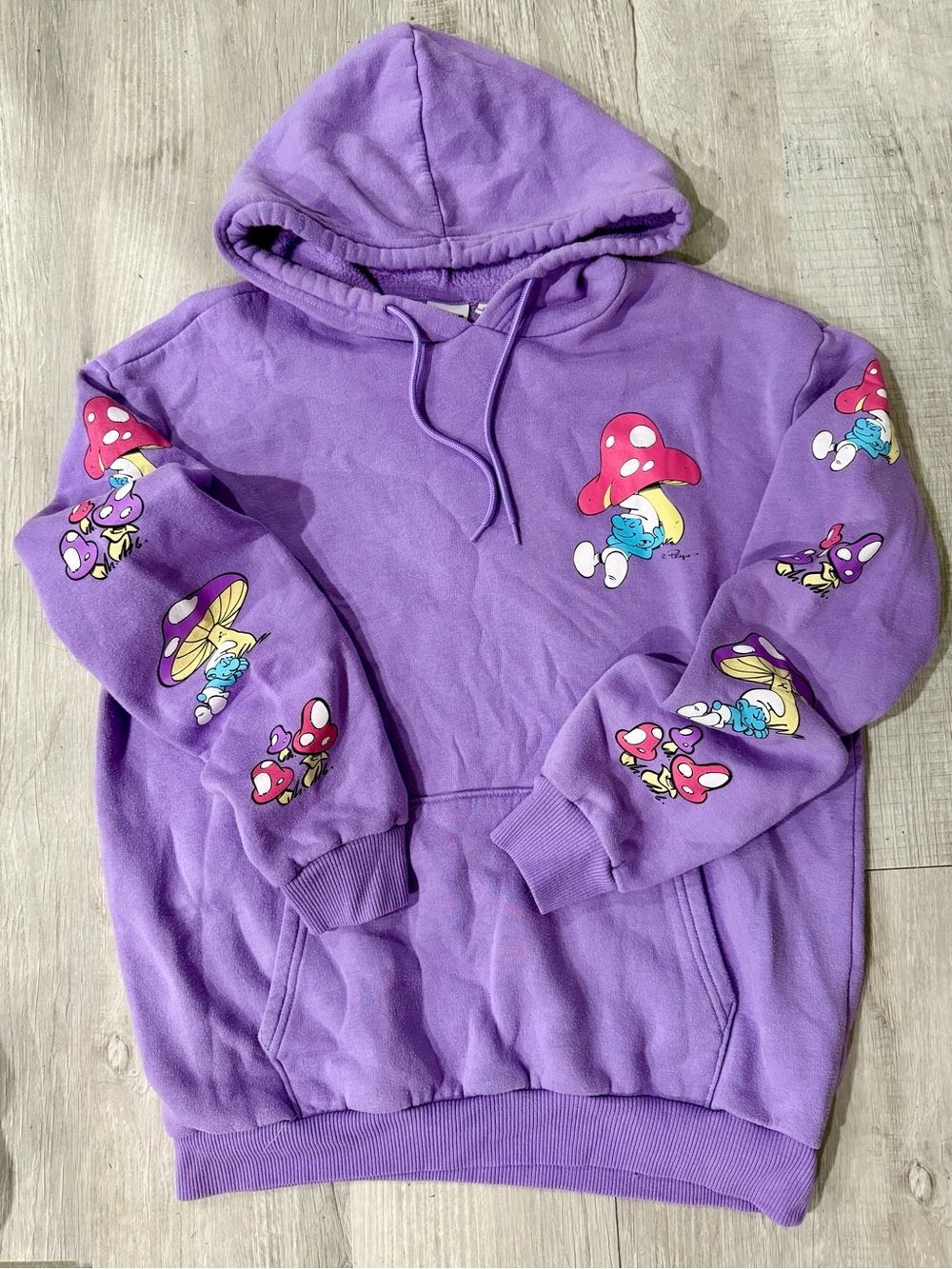 Purple Smurfs Graphic Pullover Hoodie